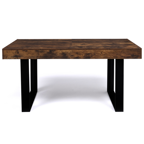 Table à Manger Rectangle Phoenix 6 Personnes Bois Effet Vieilli Et Noir 160 Cm