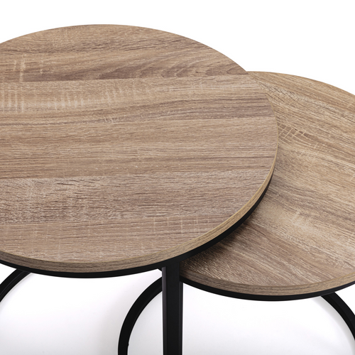 Lot De 2 Tables Basses Gigognes Detroit Rondes 40/45 Design Industriel