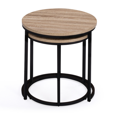 Lot De 2 Tables Basses Gigognes Detroit Rondes 40/45 Design Industriel