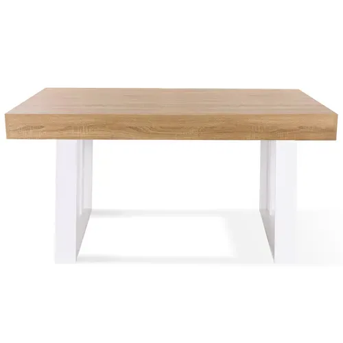 Table à Manger Rectangle Phoenix 6 Personnes Bois Et Blanc 160 Cm