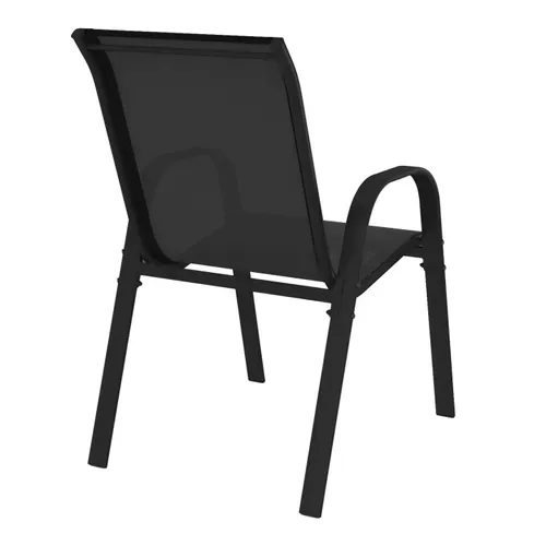 Lot De 6 Chaises De Jardin Lyma Métal Et Textilène Empilables Noires