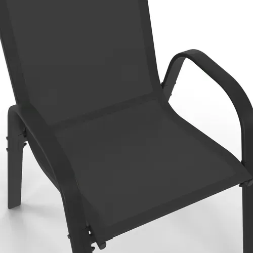 Lot De 6 Chaises De Jardin Lyma Métal Et Textilène Empilables Noires