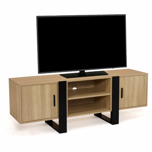 Meuble TV 140 Cm Phoenix 2 Portes Bois Et Noir