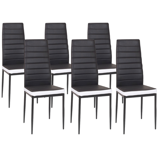 Ensemble Table à Manger Georgia 140 Cm Blanche Et Noire Et 6 Chaises Romane Noires Liseré Blanc