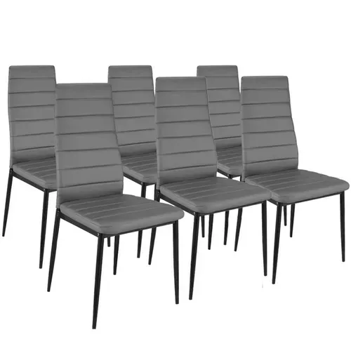 Ensemble Table à Manger Georgia 140 Cm Blanche Et Grise Et 6 Chaises Romane Grises