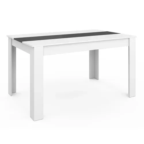 Ensemble Table à Manger Georgia 140 Cm Blanche Et Grise Et 6 Chaises Romane Grises