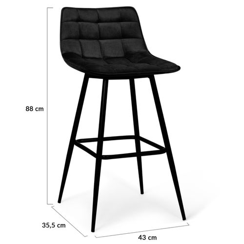 Lot De 4 Tabourets De Bar Mady En Velours Noir