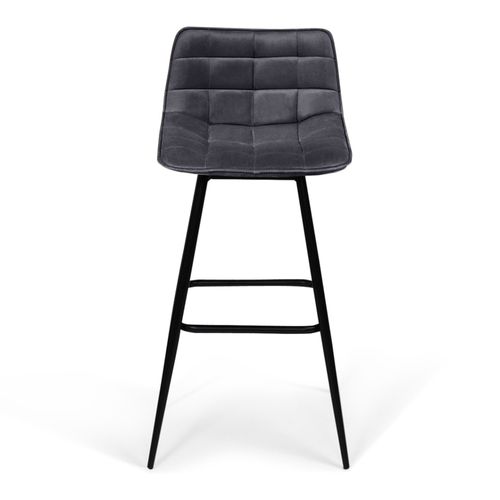 Lot De 2 Tabourets De Bar Mady En Velours Gris Foncé