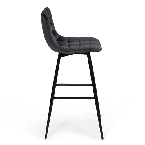 Lot De 2 Tabourets De Bar Mady En Velours Gris Foncé