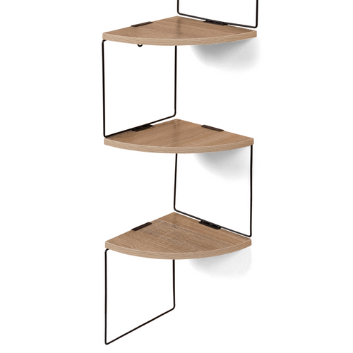 Etagère Murale D'angle Isa 5 Niveaux Bois Et Métal Design Industriel