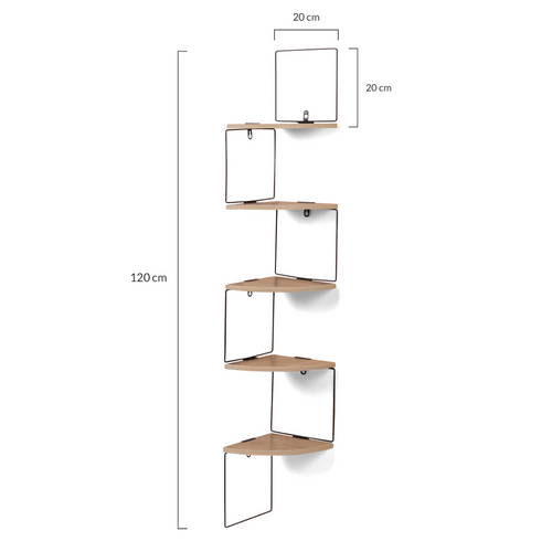Etagère Murale D'angle Isa 5 Niveaux Bois Et Métal Design Industriel