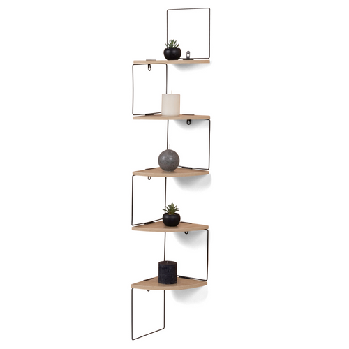 Etagère Murale D'angle Isa 5 Niveaux Bois Et Métal Design Industriel