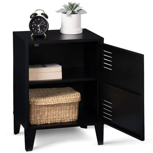 Table De Chevet Ester 1 Porte Métal Noir Design Industriel