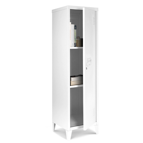 Armoire Vestiaire Ester 1 Porte Métal Blanc Design Industriel