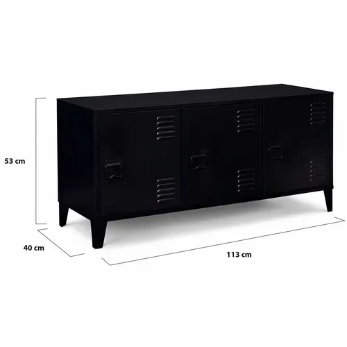 Buffet Bas 113 Cm Ester 3 Portes Métal Noir Design Industriel