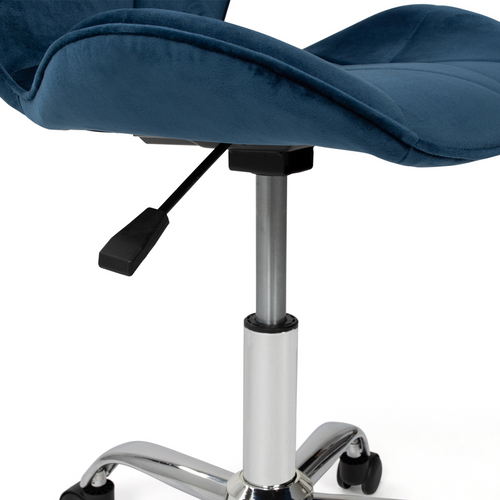 Chaise De Bureau Robine Velours Bleu à Roulettes