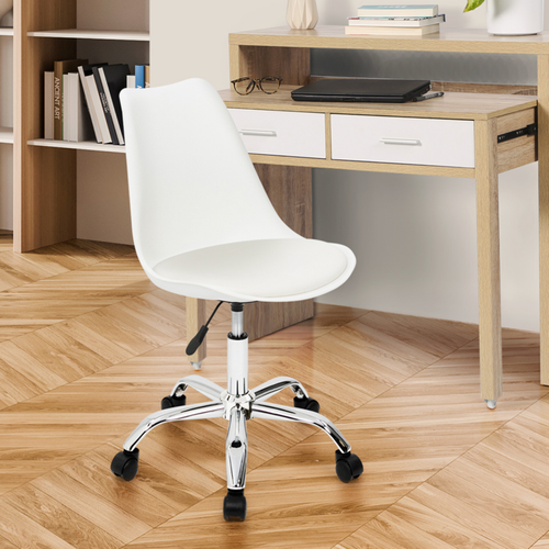 Chaise De Bureau Scandinave Sara Blanche à Roulettes