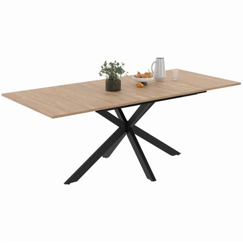 Table à Manger Extensible Rectangle Alix 6-10 Personnes Bois Et Noir 160-200 Cm - Table BUT