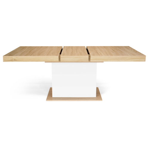 Table à Manger Extensible Rectangle Eden 6-10 Personnes Bois Et Blanc 160-200 Cm