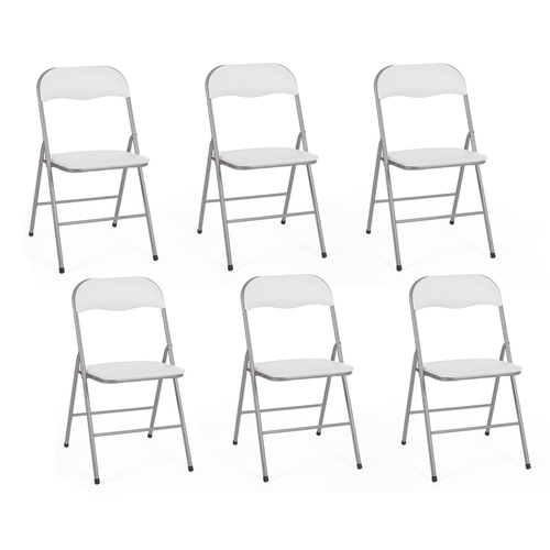 Lot De 6 Chaises Pliantes Kity Blanches En Pu