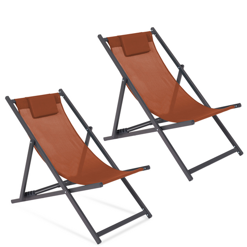 Lot De 2 Chiliennes Lota En Acier Et Toile Textilène Terracotta