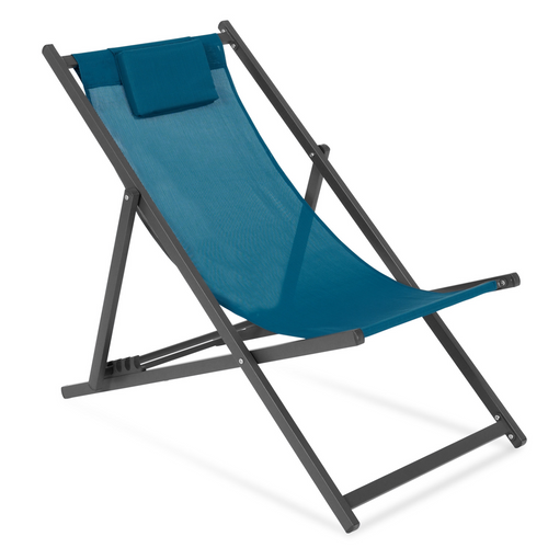 Lot De 2 Chiliennes Lota En Acier Et Toile Textilène Bleu Canard