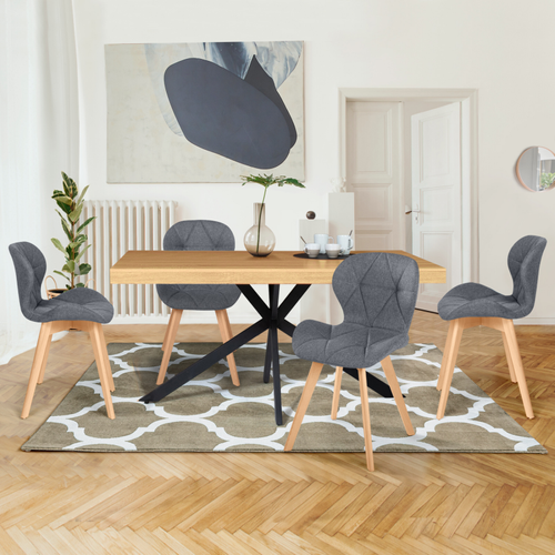 Lot De 4 Chaises Robine En Tissu Gris Foncé Pour Salle à Manger