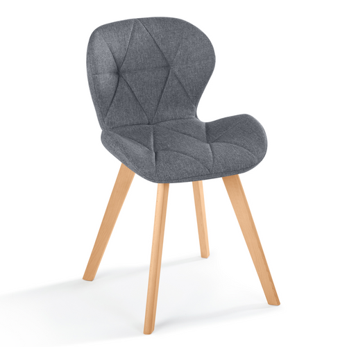 Lot De 4 Chaises Robine En Tissu Gris Foncé Pour Salle à Manger