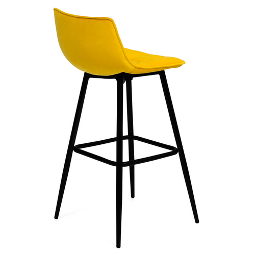 Lot De 4 Tabourets De Bar Mady En Velours Mix Color Bleu, Gris Clair, Gris Foncé, Jaune