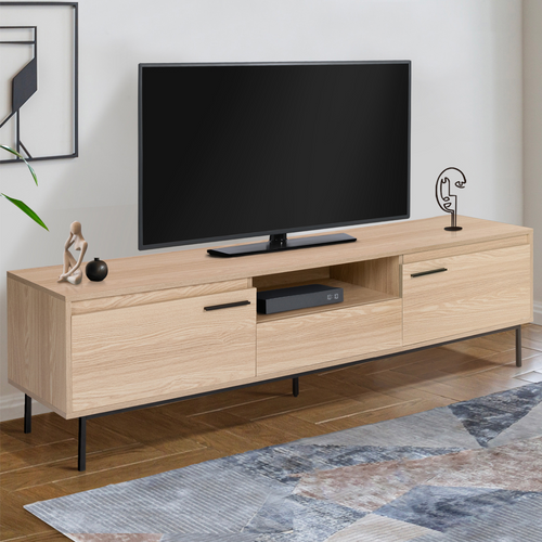 Meuble TV Seattle 180cm - Design Industriel Avec Rangements - Bois Et Métal