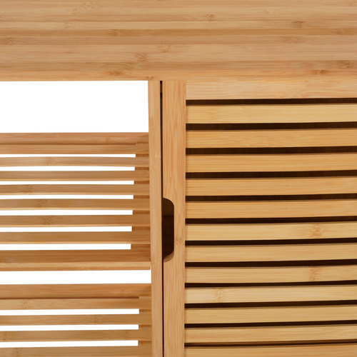 Meuble De Rangement Salle De Bain Bambou Bea 3 étagères Avec Placard
