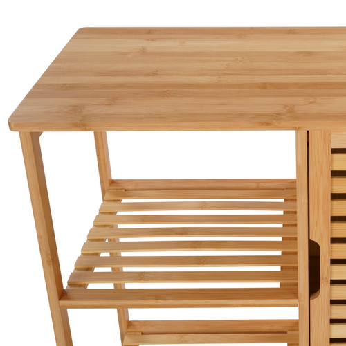 Meuble De Rangement Salle De Bain Bambou Bea 3 étagères Avec Placard