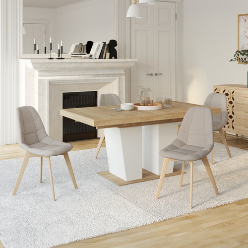 Lot De 4 Chaises Scandinaves Gaby Beige En Tissu Pour Salle à Manger