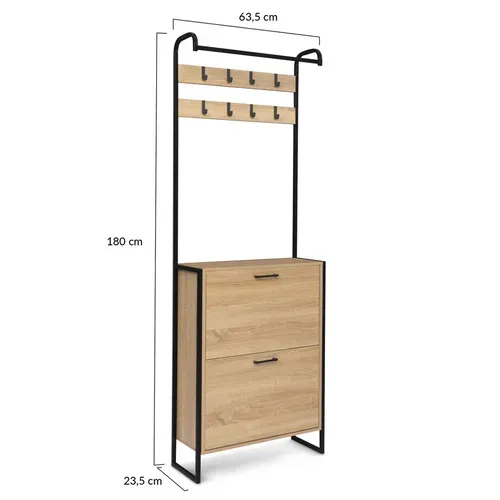 Vestiaire D'entrée Luis Meuble Chaussures 2 Portes Design Industriel