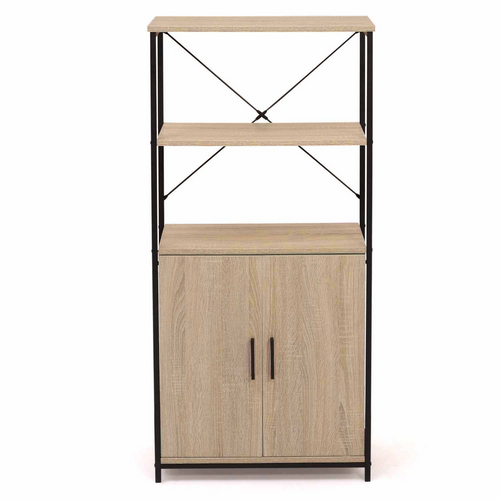 Buffet Haut 2 Portes H. 125 Cm Detroit Avec Étagères Design Industriel