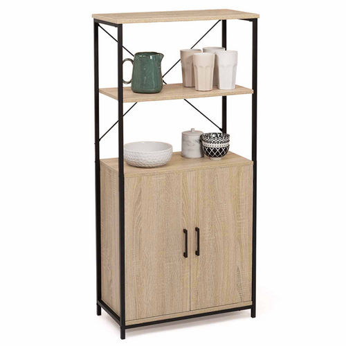Buffet Haut 2 Portes H. 125 Cm Detroit Avec Étagères Design Industriel