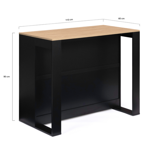 Table De Bar Îlot Juno Bois Noir Et Plateau Façon Hêtre