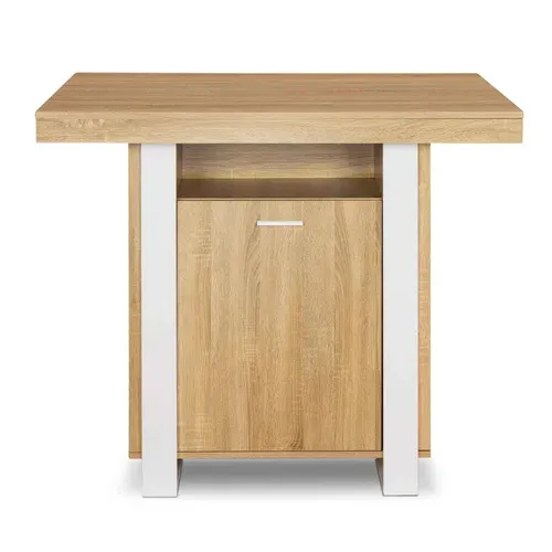 Ilot Central Phoenix 110 Cm Bois Et Blanc Avec Rangements
