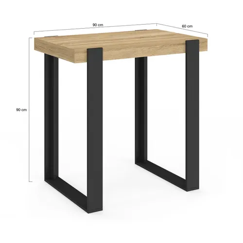 Table Haute De Bar Phoenix Bois Et Noir 90 Cm