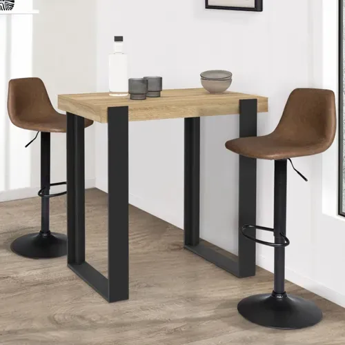 Table Haute De Bar Phoenix Bois Et Noir 90 Cm