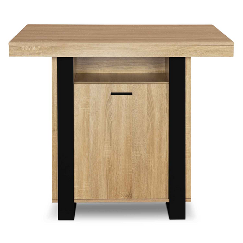 Ilot Central Phoenix 110 Cm Bois Et Noir Avec Rangements