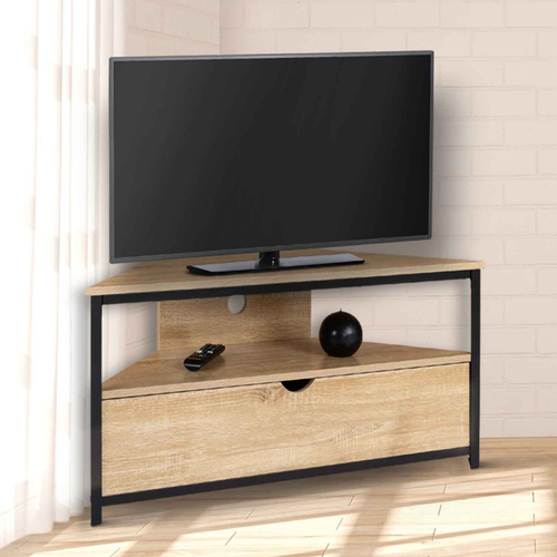 Meuble TV 100 Cm D'angle Detroit Avec Placard Design Industriel
