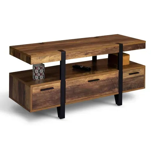 Meuble TV 113 Cm Austria Avec Tiroirs Bois Pieds épingle