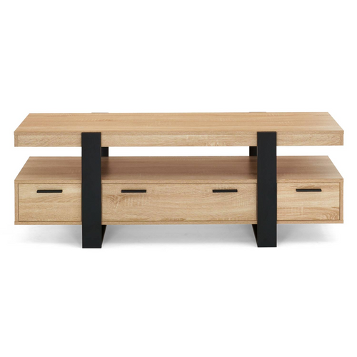 Meuble TV 140 Cm Phoenix Avec Tiroirs Bois Et Noir
