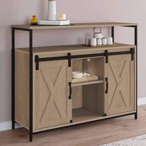 Buffet 100 Cm Quebec 2 Portes Grange Coulissantes Design Industriel