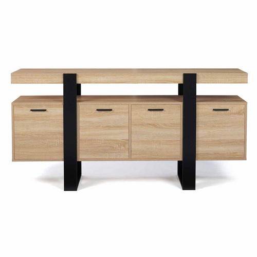 Buffet 160 Cm Phoenix XXL 4 Portes Bois Et Noir