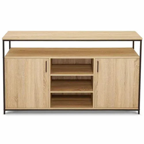 Buffet 140 Cm Detroit 2 Portes Et 3 étagères Design Industriel