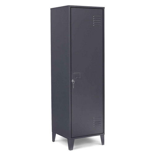Armoire Vestiaire Ester 1 Porte Métal Gris Foncé Design Industriel