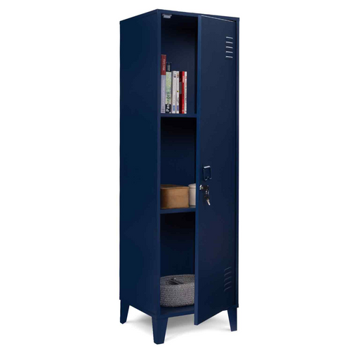 Armoire Vestiaire Ester 1 Porte Métal Bleu Foncé Design Industriel