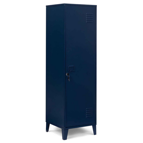 Armoire Vestiaire Ester 1 Porte Métal Bleu Foncé Design Industriel